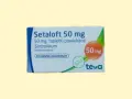 Opakowanie leku Setaloft 50 mg, zawierające 30 tabletek powlekanych z sertraliną, stosowane w leczeniu depresji i innych schorzeń.