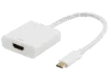En vit Deltaco-adapter med en micro usb till hdmi-kontakt. Perfekt för att koppla din enhet till en större skärm.