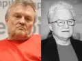 Dwa portrety mężczyzn. Po lewej w kolorze, w czerwonej bluzce. Po prawej czarno-biały, w okularach. Krzysztof Cugowski nie żyje.