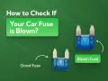 A good car fuse is shown next to a blown fuse, illustrating how to identify a blown fuse.