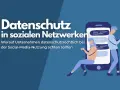 Zwei Personen mit Smartphones vor einem großen Smartphone-Symbol mit Chatblasen.