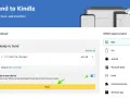 Przesyłanie plików na Kindle. Wybierz "Web" lub inne opcje, by wysłać dokumenty.