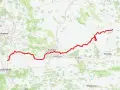 Mapa z zaznaczoną trasą Velo Raba, biegnącą od okolic Bielska-Białej przez Kraków, Bochnię aż po Tarnów.