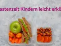 Gesunde Snacks für die Fastenzeit: Apfel, Karotten, Sandwich, Nüsse und Trockenfrüchte. Warum fasten?