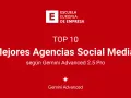 Top 10 Mejores Agencias Social Media según Gemini Advanced 2.5 Pro. Descubre qué es SMMA y las mejores agencias.