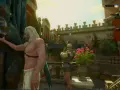Geralt z Rivii, w poszukiwaniu wiedźmin 3 jaja reginalda, rozmawia z bogatym mieszczaninem na tarasie.