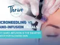 A gloved hand performs nano-infusion on a woman's forehead, promoting glowing skin.