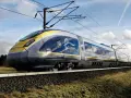 The Eurostar train, number 4008, speeds along the tracks, ready for its journey from Rotterdam to Paris.