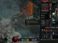 Personaje nigromante en Diablo 4, con estadísticas de inteligencia y equipo.