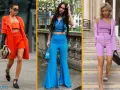 Tres mujeres lucen atuendos vibrantes, capturando los **colores del verano**: naranja, azul eléctrico y lavanda.