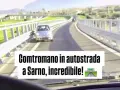 Un'auto contromano in autostrada a Sarno, un comportamento pericoloso che viola l'art. 143 CDS.