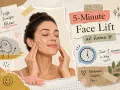 Woman performing a 5-minute face lifting massage at home for a natural glow.