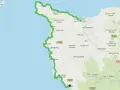 Carte du sentier des douaniers du Cotentin, longeant la côte de Goury à Barneville-Carteret, passant par Cherbourg.