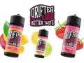 Tres botellas de jugos Drifter con sabores frutales: Mango Ice, Lemon & Lime y Sweet Strawberry Ice. ¡Disfruta de los sabores Drifter!
