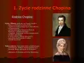 Portrety rodziców Chopina: ojca Mikołaja, francuskiego guwernera, i matki Justyny, pianistki. W tle tekst o ich życiu, wspominający lato w Nohant.