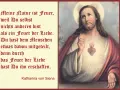 Bild zum Herz Jesu Freitag: Jesus mit strahlendem Herzen, zitiert Katharina von Siena über das Feuer der Liebe.