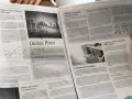 Manos sostienen un periódico con artículos sobre marketing y finanzas, impreso en gramaje papel normal.
