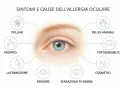 Occhi che prudono, lacrimazione, rossore: sintomi comuni di allergia oculare causata da pollini, peli animali, cosmetici.