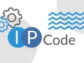 Grafika z kołami zębatymi, literami "IP" i falą, symbolizująca rozwój i innowacje w dziedzinie IP 64.