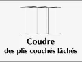 Illustration montrant comment coudre des plis couchés lâches, avec des lignes pointillées indiquant les coutures.