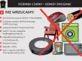 Czarny pojemnik na odpady zmieszane nie przyjmuje leków, elektroniki, baterii, mebli, opon, popiołu ani farb.