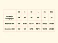 Tabela rozmiarów: europejski 38 to S, UK 8/10, USA 8/10. Jaki to rozmiar 8?