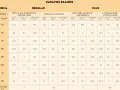 Tabla de talla zapatillas planas. Muestra medidas de largo, ancho y contorno para diferentes modelos y tallas europeas.