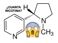 ¿Cuánta nicotina tiene un vaper? La imagen muestra la estructura química de la nicotina con un emoji de sorpresa.