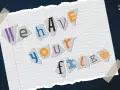 Przykłady ransomware: porwana kartka z napisem "We have your files" na tle kodu binarnego.