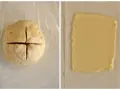 Impasto per pasta fatta in casa pronto per essere lavorato, accanto a una lastra di burro.