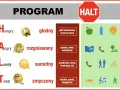 Program HALT: głodny, rozgniewany, samotny, zmęczony. Plan na wyjście z terapii obejmuje zdrowe jedzenie, rozmowę, odpoczynek i aktywność.