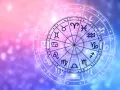 Koło zodiaku z symbolami astrologicznymi, sugerujące szczęśliwe liczby dla bliźniąt i innych znaków.