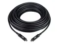 En lång, svart hdmi kabel 15 meter, hoprullad. Den har ATEN-logotypen på båda ändarna.