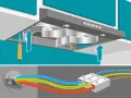 Instalar tubo campana extractora: conexión de cables eléctricos y montaje de la campana.
