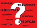 Biały znak zapytania na czerwonym tle otoczony słowami: logistyka, spedycja, transport.