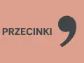 Duży, ciemnoszary przecinek obok napisu "PRZECINKI".