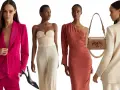 Idee eleganti per un battesimo: tailleur fucsia, jumpsuit dorata, abito monospalla e tailleur avorio.