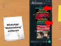 WhatsApp-Nachrichten mit roten Pfeilen, die auf "Weitergeleitet" zeigen.