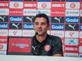David Lopez, trener Girony, podczas konferencji prasowej.