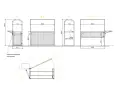 Plans techniques d'une barre échographie pour jument, avec support et barre démontable.