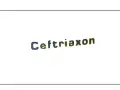 Napis "Ceftriaxon" w kolorze niebiesko-żółtym, lek stosowany w leczeniu infekcji.
