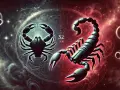 Skorpion i rak w łóżku. Dwa znaki zodiaku, Rak i Skorpion, w kosmicznej scenerii, symbolizują ich intymną relację.