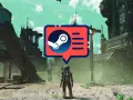 Astronauta frente a edificios futuristas, con un icono de Steam. Ideal para análisis juegos PC.