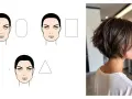 Ilustración de formas de rostro y un moderno corte de pelo bob en capas. Cortes de pelo para mujer modernos.