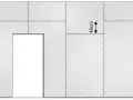Schemat przedstawia fragment ściany z płyt gipsowo-kartonowych, z zaznaczonymi wymiarami płyty gk 40cm.