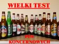 Rząd butelek piwa różnych marek, w tym Żubr, Lech, Tyskie, Tatra, Warka.