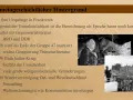Liste von Stichpunkten zur postmoderne, mit Bildern von Rednern und Menschenmengen, die historische Ereignisse wie die Wiedervereinigung Deutschlands symbolisieren.