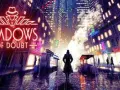Un detective solitario camina bajo la lluvia en una ciudad nocturna iluminada por neones. El logo de Shadows of Doubt PS4 se cierne sobre la escena.