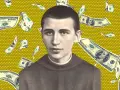 Wenanty Katarzyniec w otoczeniu spadających dolarów, symbolizujących modlitwę o pomoc finansową.