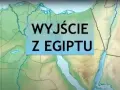 Mapa Bliskiego Wschodu z napisem "Wyjście z Egiptu". Mojżesz wyprowadził ich z Egiptu, prowadząc przez pustynię.